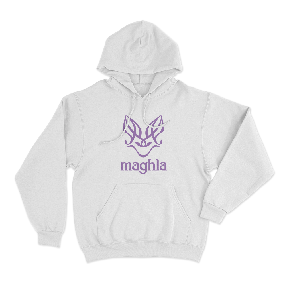Maghla Purple Bat Emblem Unisex Hoodie White Maghla Purple Bat Emblem Unisex Hoodie White