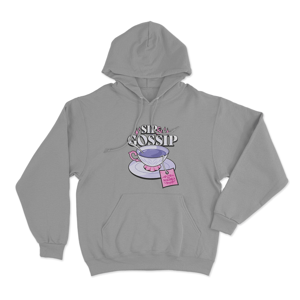 Maghla Sip & Gossip Tea Cup Unisex Hoodie Grey Maghla Sip Gossip Tea Cup Unisex Hoodie Grey
