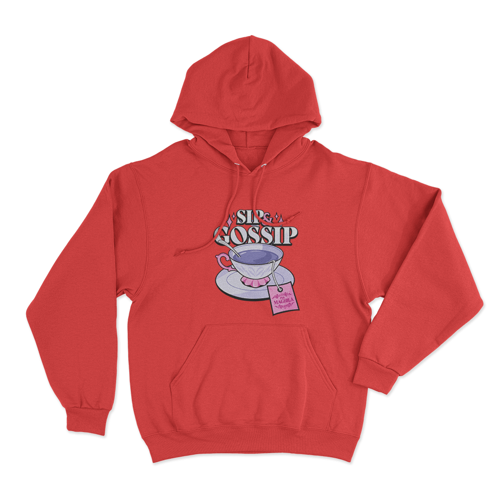 Maghla Sip & Gossip Tea Cup Unisex Hoodie Red Maghla Sip Gossip Tea Cup Unisex Hoodie Red