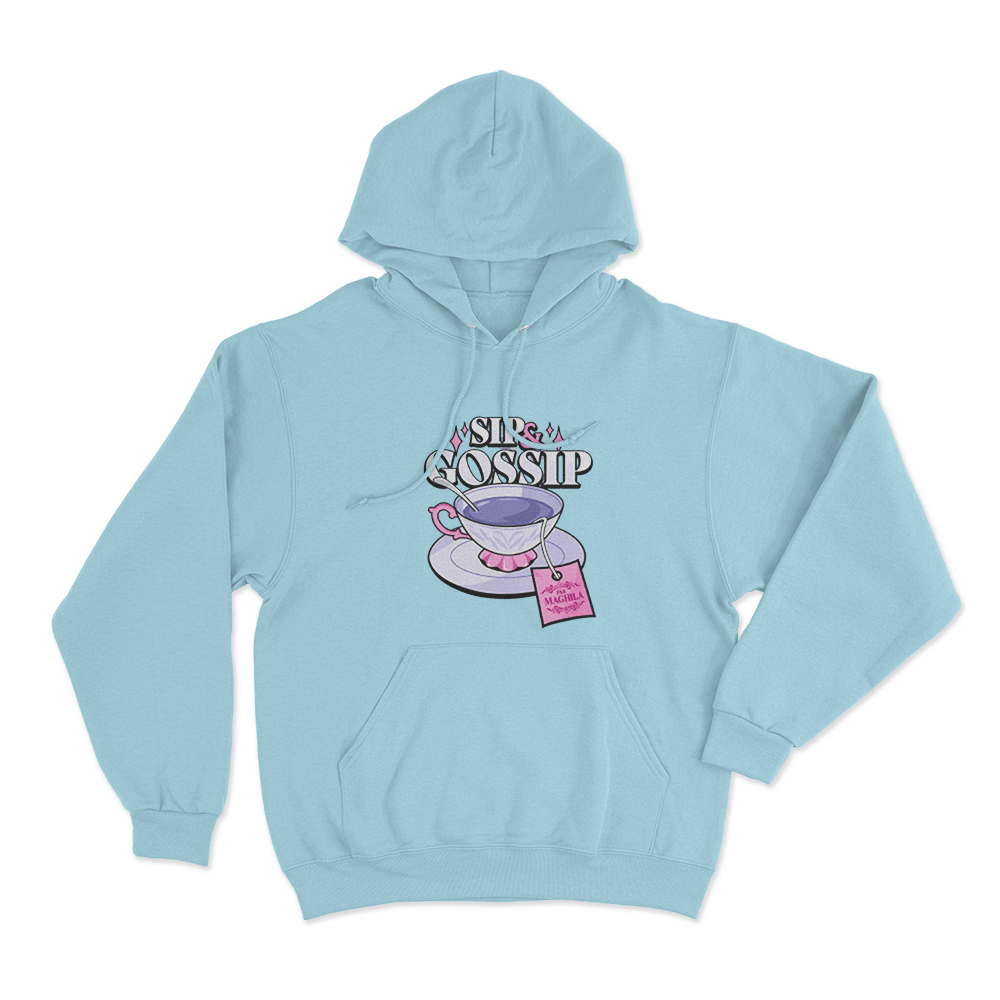 Maghla Sip & Gossip Tea Cup Unisex Hoodie Sky Blue Maghla Sip Gossip Tea Cup Unisex Hoodie Sky Blue