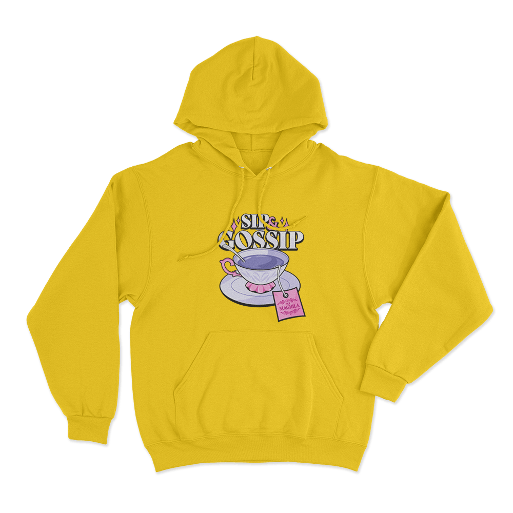 Maghla Sip & Gossip Tea Cup Unisex Hoodie Yellow Maghla Sip Gossip Tea Cup Unisex Hoodie Yellow