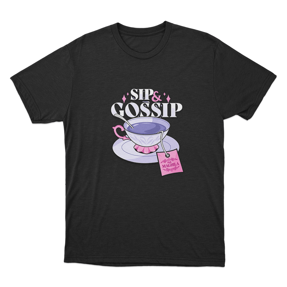 Maghla Sip & Gossip Tea Cup Unisex T Shirt Black Maghla Sip Gossip Tea Cup Unisex T Shirt Black