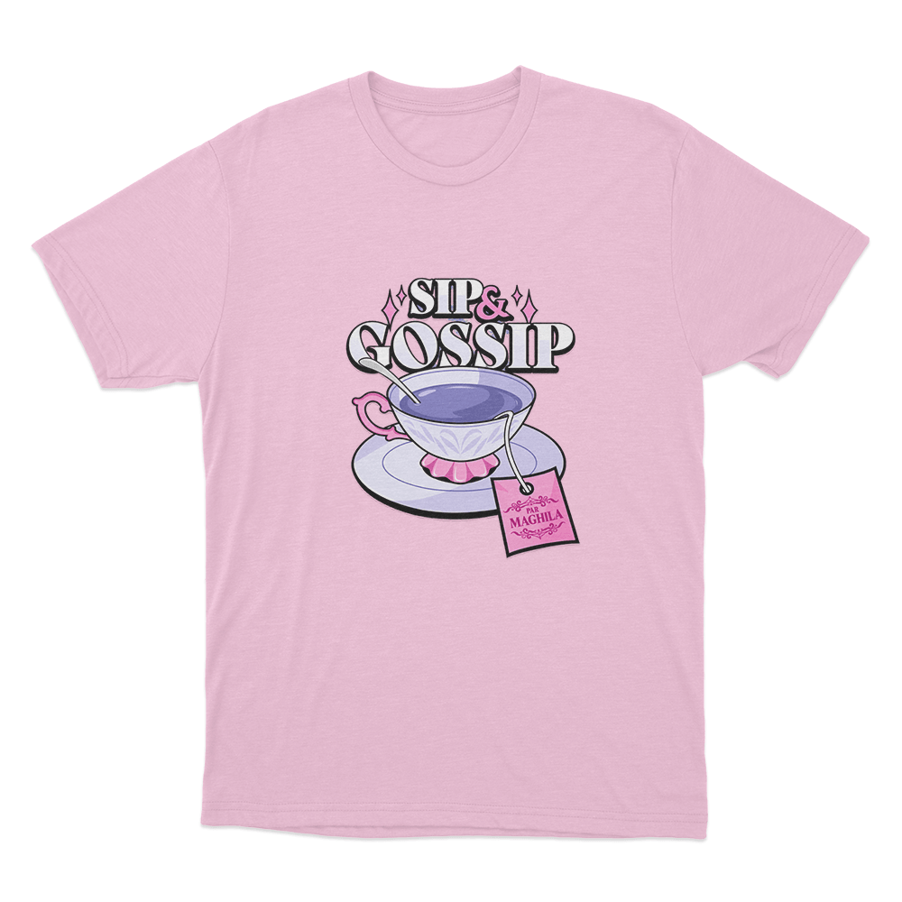 Maghla Sip & Gossip Tea Cup Unisex T Shirt Pink Maghla Sip Gossip Tea Cup Unisex T Shirt Pink