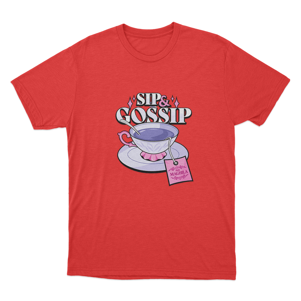 Maghla Sip & Gossip Tea Cup Unisex T Shirt Red Maghla Sip Gossip Tea Cup Unisex T Shirt Red