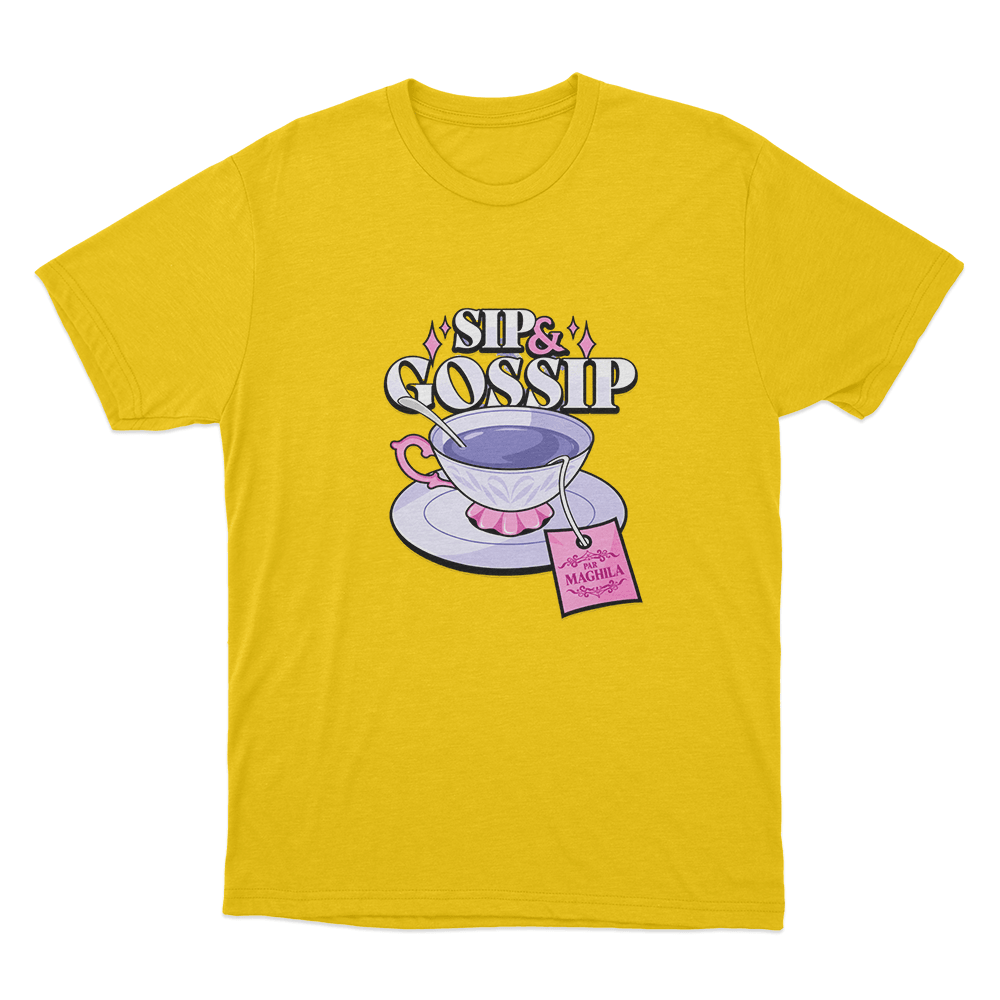 Maghla Sip & Gossip Tea Cup Unisex T Shirt Yellow Maghla Sip Gossip Tea Cup Unisex T Shirt Yellow